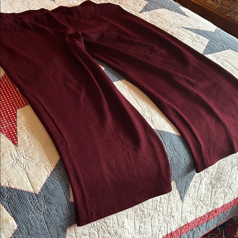 St. John Deep elegant burgundy with lace work on the back legs: Trousers.